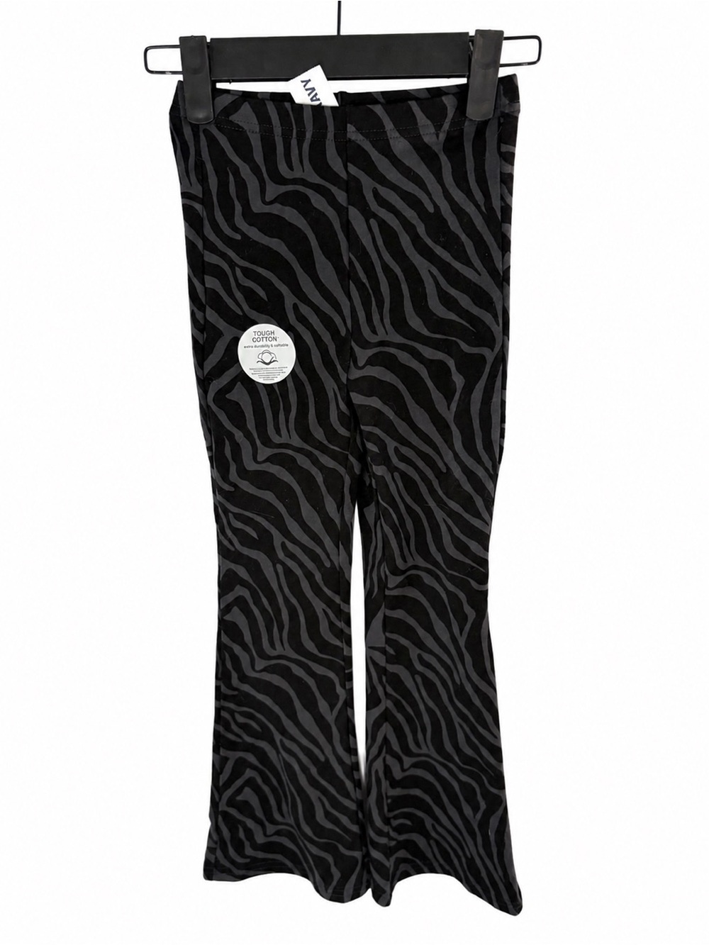 OLD NAVY NWT Zebra Print Flare Leggings Girls Black Gray Stretch Pants Sz S 6-7